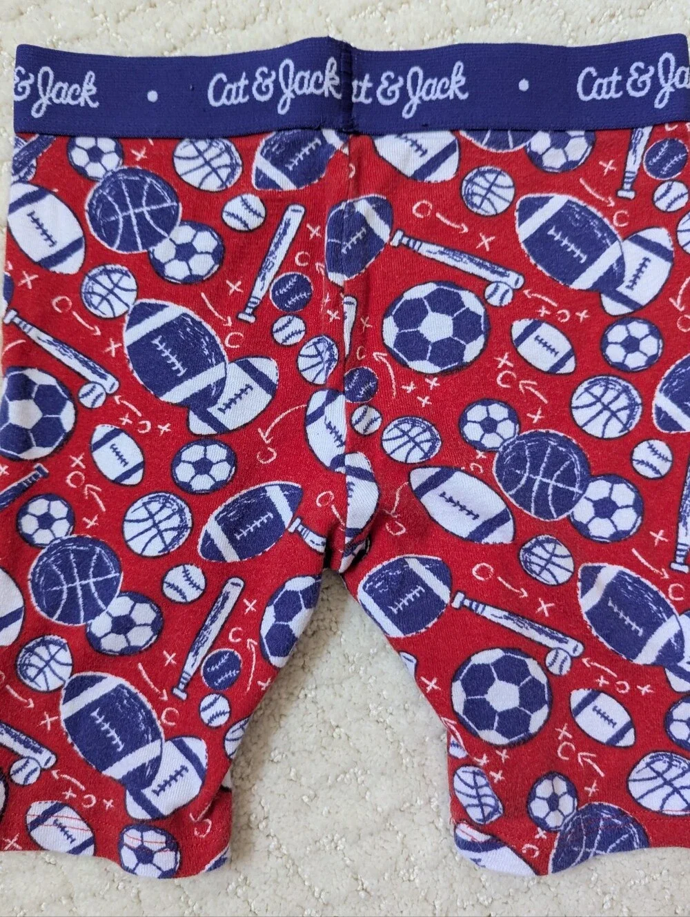Cat & Jack Toddler Sports Theme Sleepwear Set (3pcs) - Red & Navy Size 4t